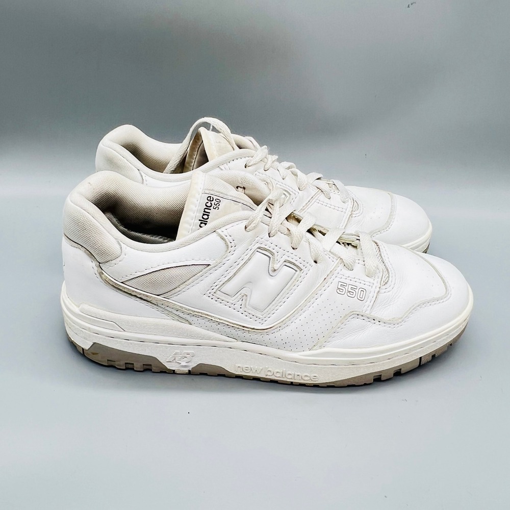New Balance Mens 7 White Leather 550 Retro Low Top Basketball Sneakers Comfort